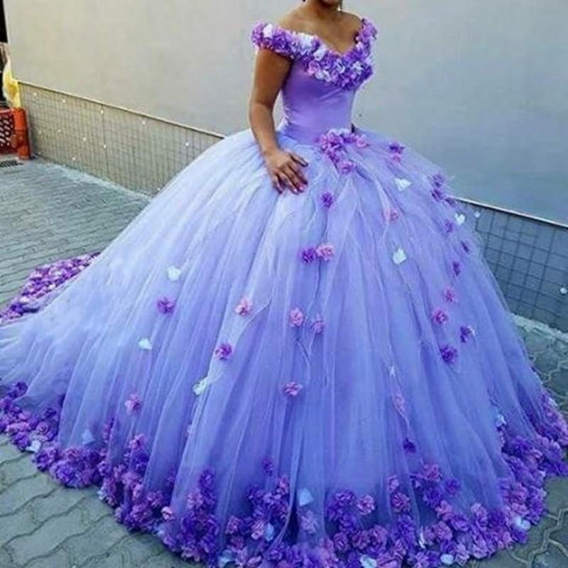 puffy quinceanera dresses purple