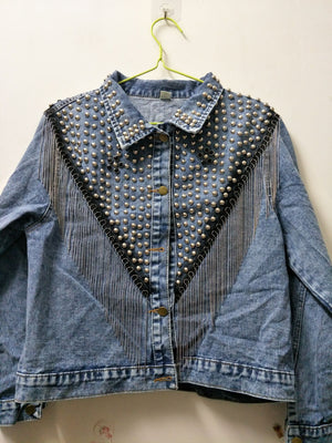 Women's  Denim Jacket Tassel Chains