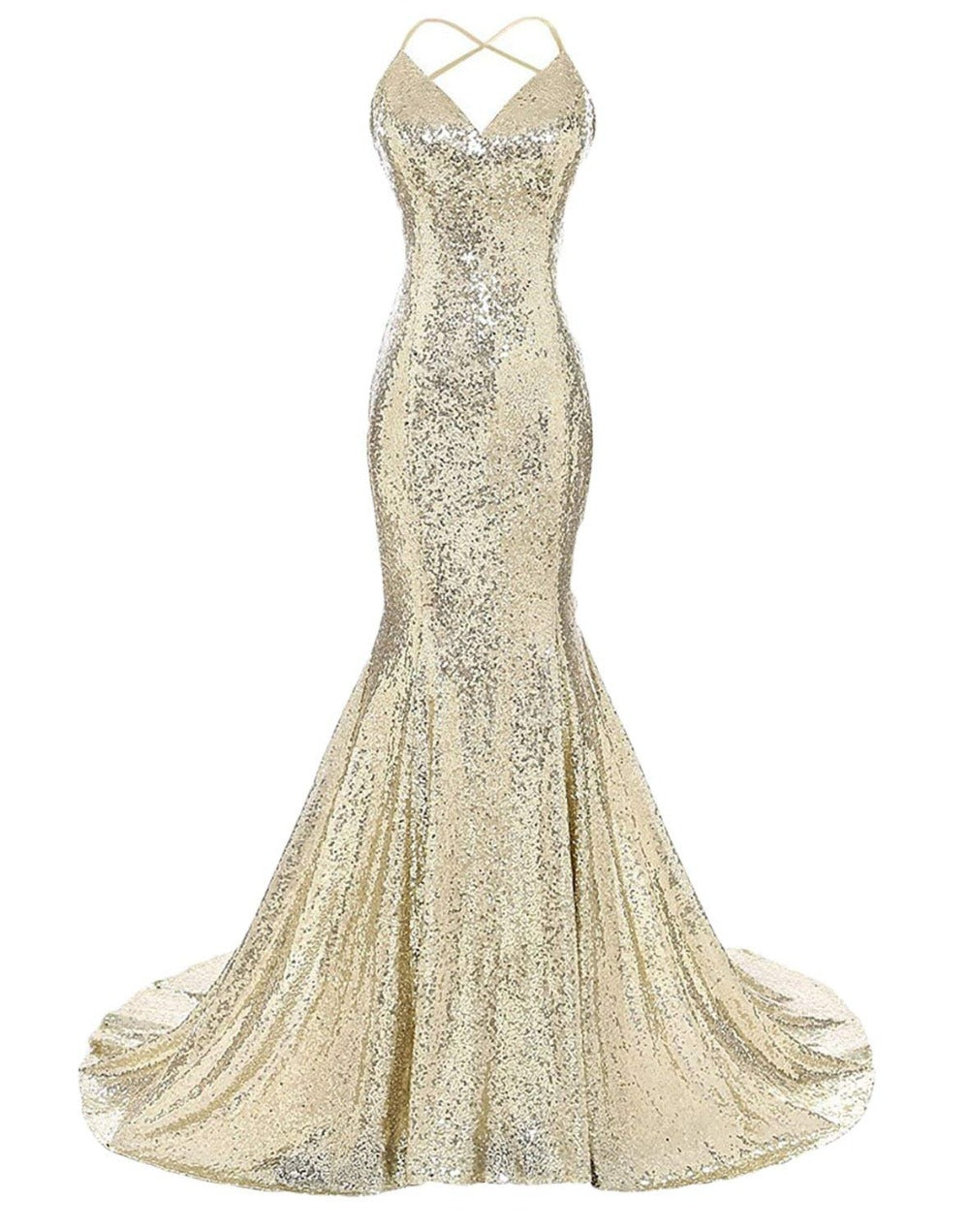 Rose Gold Sequined Mermaid Long Gown
