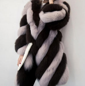 Women's faux fur coat with hood  outwear plus size