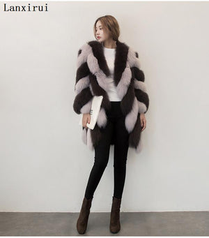 Women's faux fur coat with hood  outwear plus size