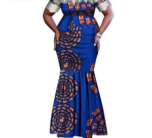 Woman's African  Patchwork Tops and Skirt