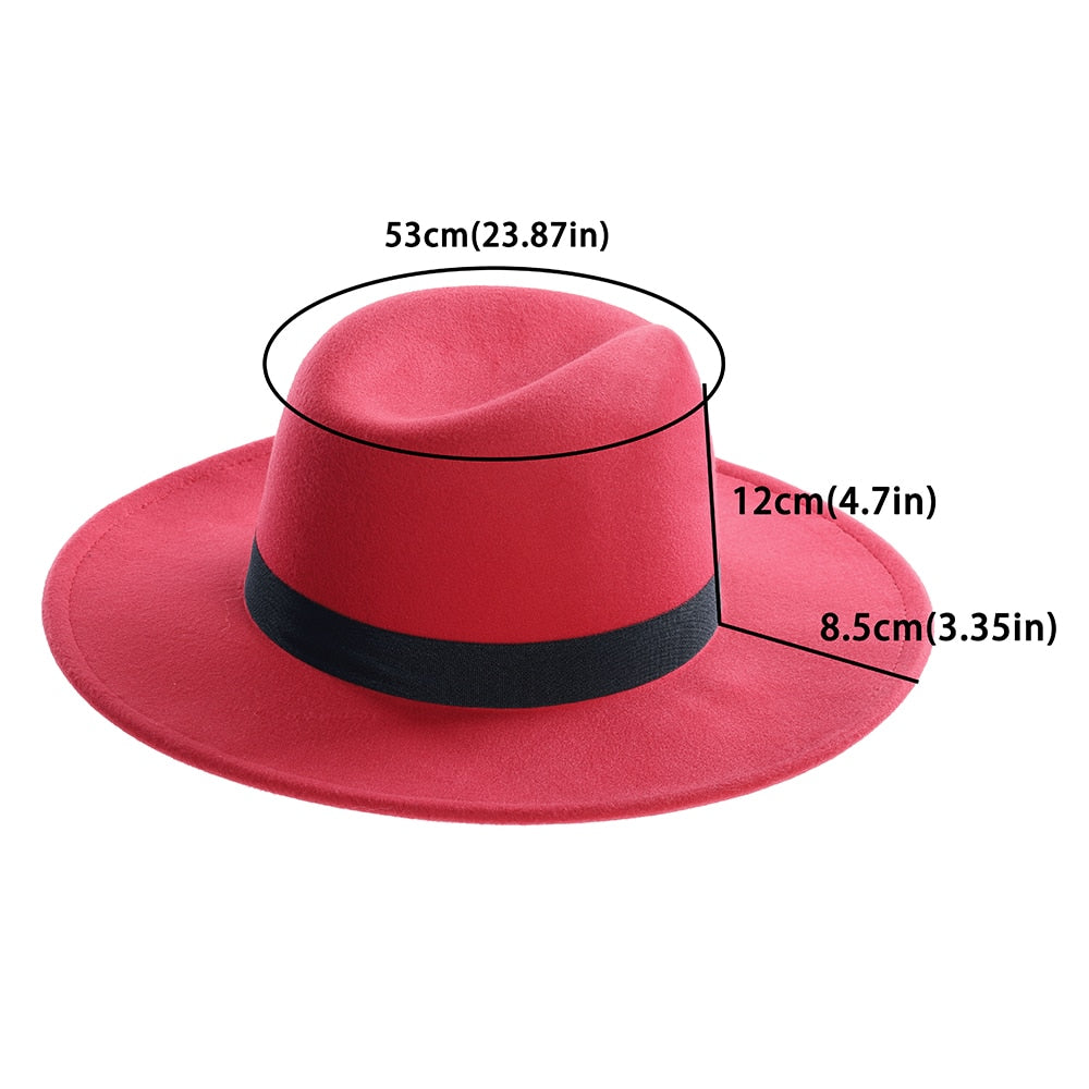 Women's  Black Red Fedora Hats