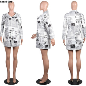 Women Newsletter print long sleeve blouses