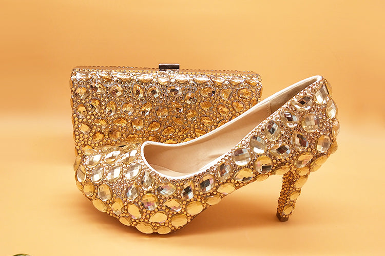Women's Champagne crystal  shoes & bags