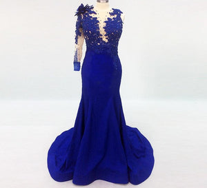 Backless Royal Blue Mermaid Gown