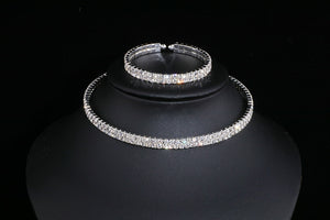 Women Elegant Silver necklace  Crystal Sets