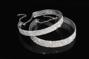 Women Elegant Silver necklace  Crystal Sets