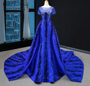 The Queen's  Royal Blue  Sequined  Gowns