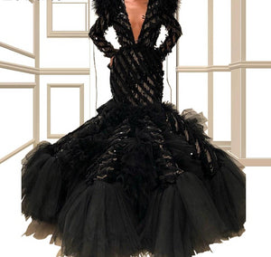 High Fashion Black Celebrity Dress