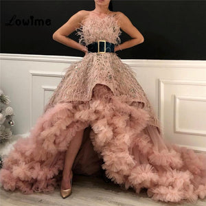 Pink Feather Evening Gown