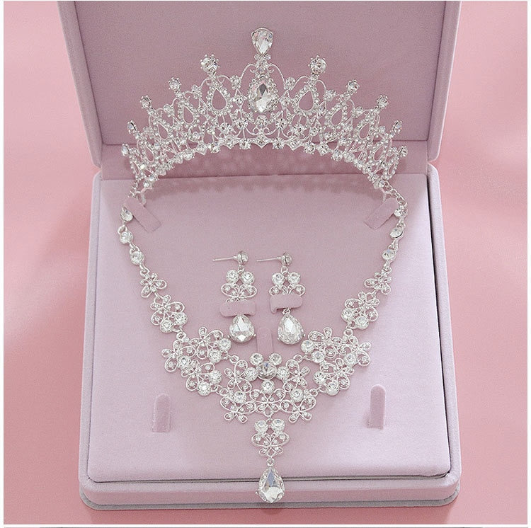 Woman's  Tiara Crowns Earring Necklace