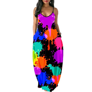 Woman's sleeveless Colorful Long   Dress
