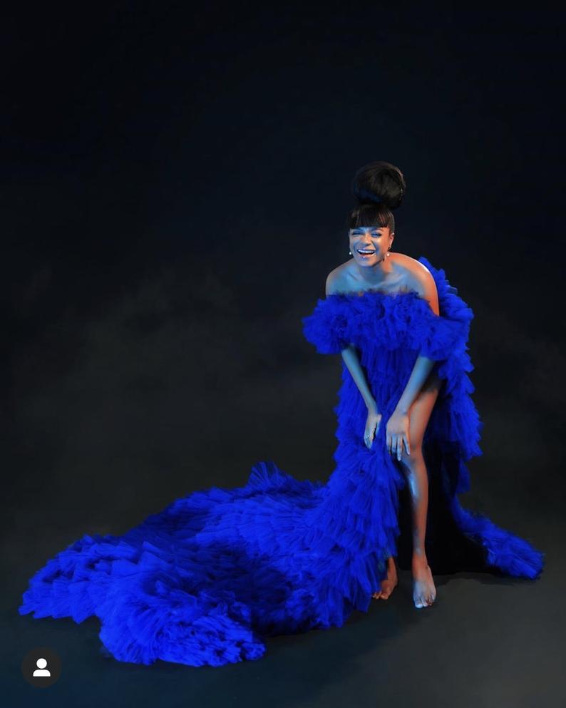 Woman's  Royal Blue Ruffles  Dress
