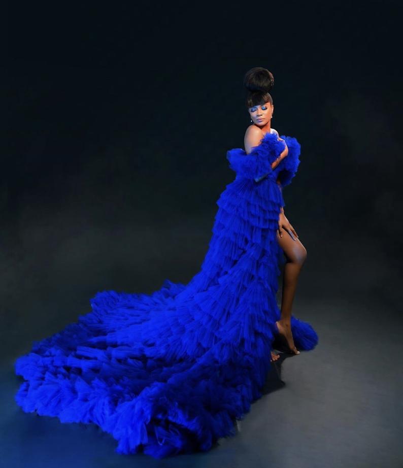 Woman's  Royal Blue Ruffles  Dress