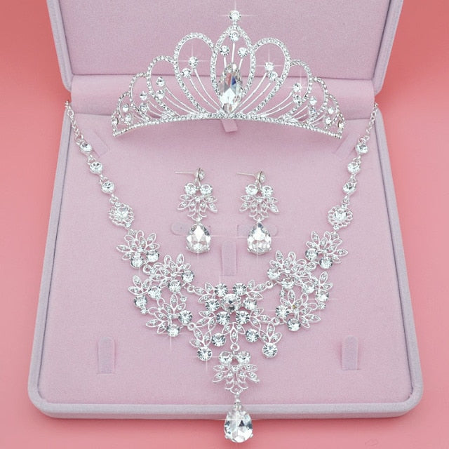 Woman's  Tiara Crowns Earring Necklace