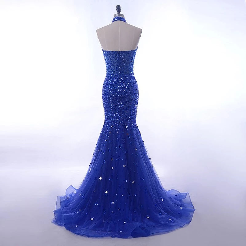 Luxury  Royal  Blue Evening  Gown