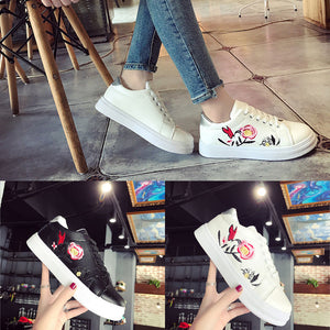 Women Sneakers Embroidery Flower