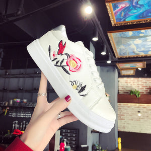 Women Sneakers Embroidery Flower