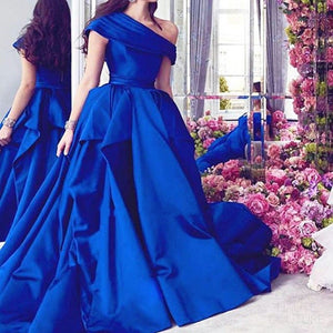 ThQueens evening gown  one shoulder ball gown  royal blue Dress