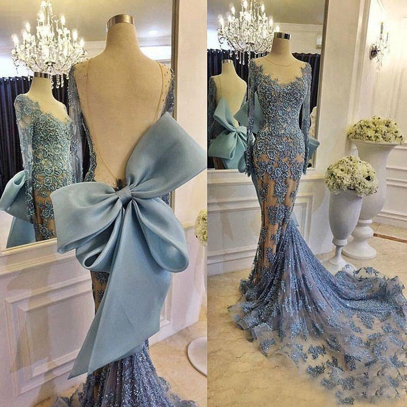 Blue Mermaid Evening Dress