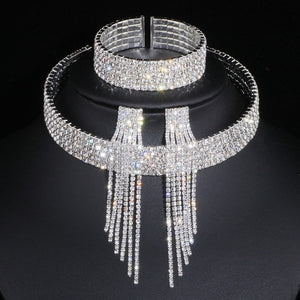 Women's Rhinestone Silver  3pc Bracelet Set