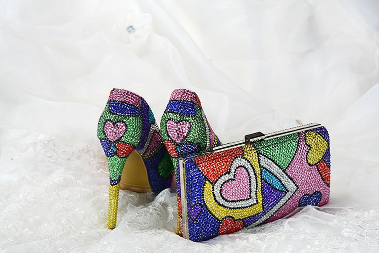 Women's Multicolored Crystal shoes & bags