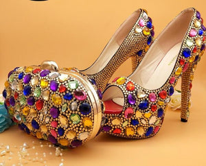 Women's Multicolored Crystal shoes & bags