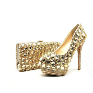 Women's Champagne crystal  shoes & bags