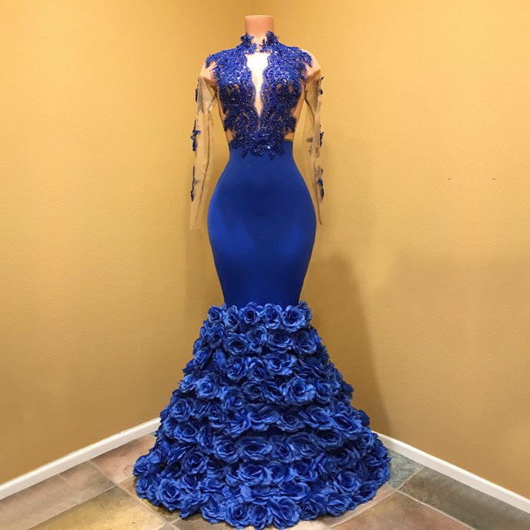 Royal Blue Fancy  Mermaid Gown