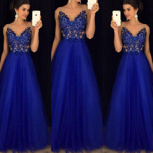 Women's Mesh Maxi Formal Wedding Evening Ball Gown Party Dress Sequined Blue Dresses  Gender: Women