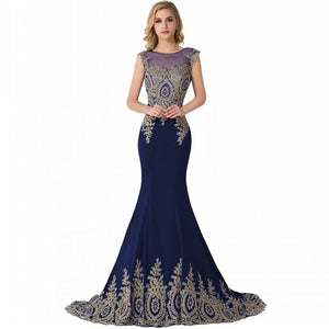 Royal Blue Sheer Long Mermaid  Dress