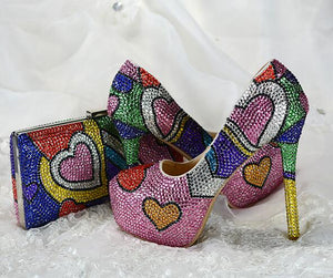 Women's Multicolored Crystal shoes & bags