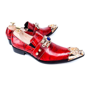 Men's Red  Italian  Pointed Toe Shoes