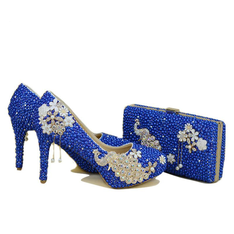 Royal Blue Pearl Shoes & Bags