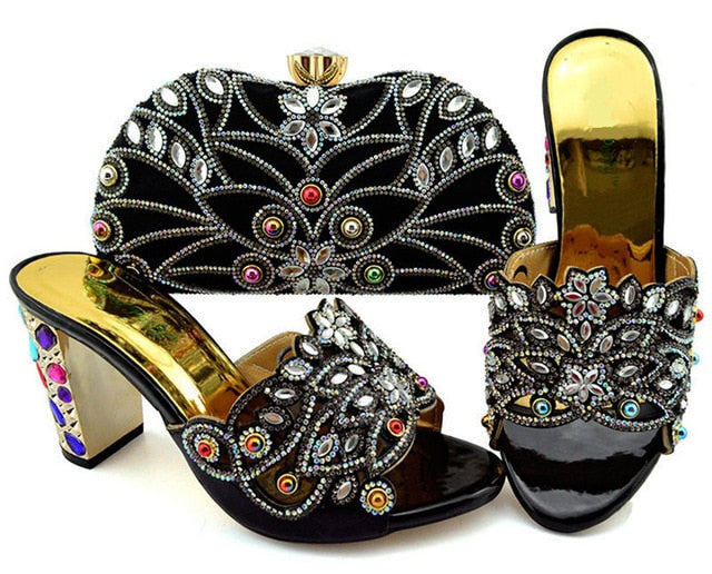 Crystal shoes & handbag set
